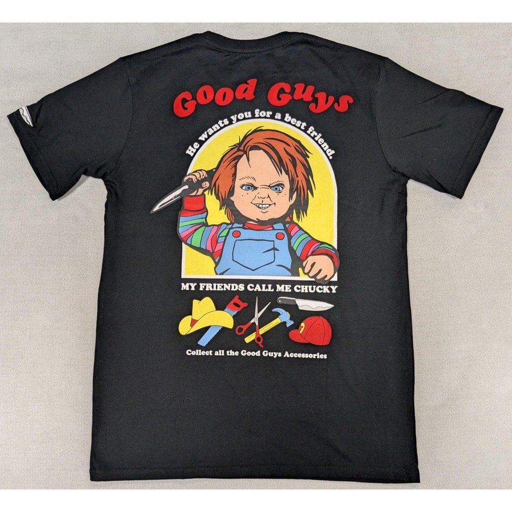 Chucky Shirt Mens Large Black Childs Play Horror Movie Slasher 80s Retro Gothic